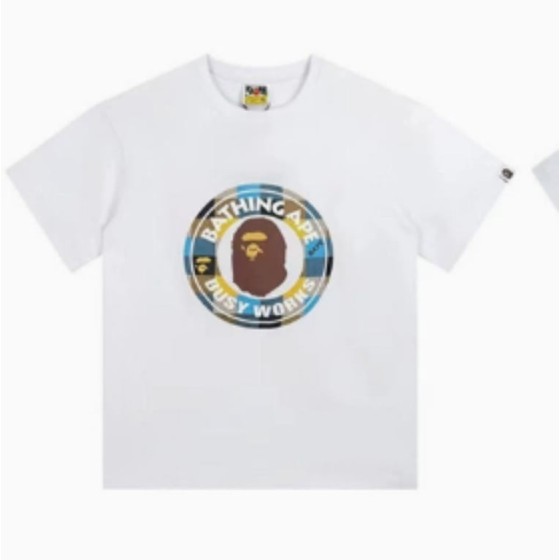 White BAPE "Busy Works" Blue Logo T-Shirt